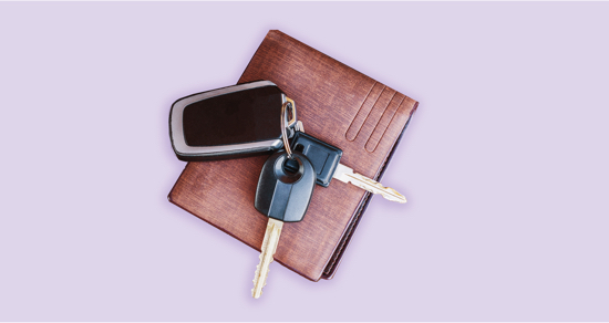 photo of a wallet and keys
